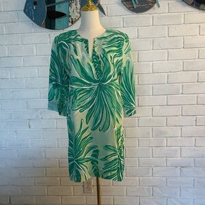 Green Leaf Print Dress
